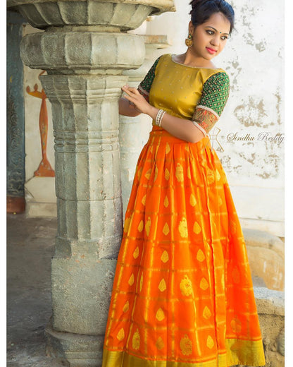 Golden Yellow Blouse with Rich Embroidered Sleeves