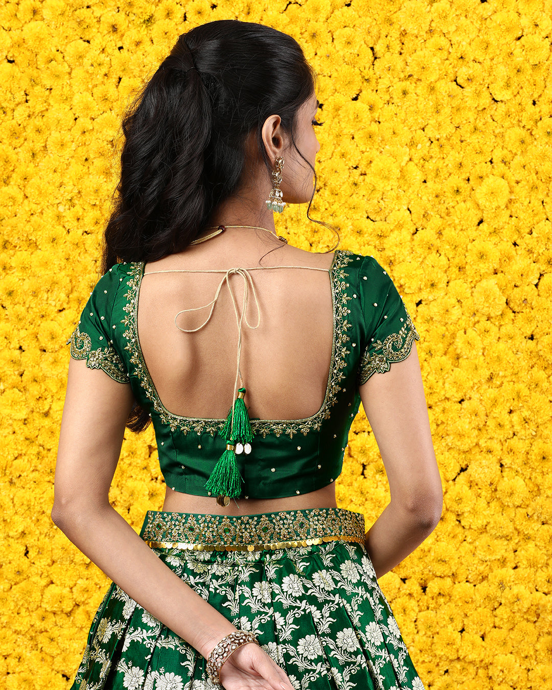 Emerald Green Embroidered Blouse