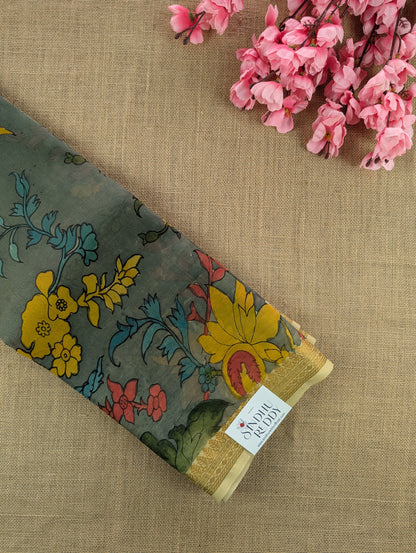 Organza X Pen Kalamkari - Dark Grey