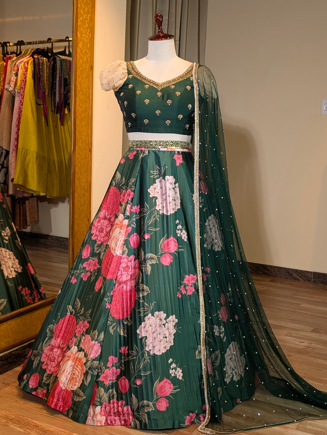 Enchanted Green Floral Lehenga