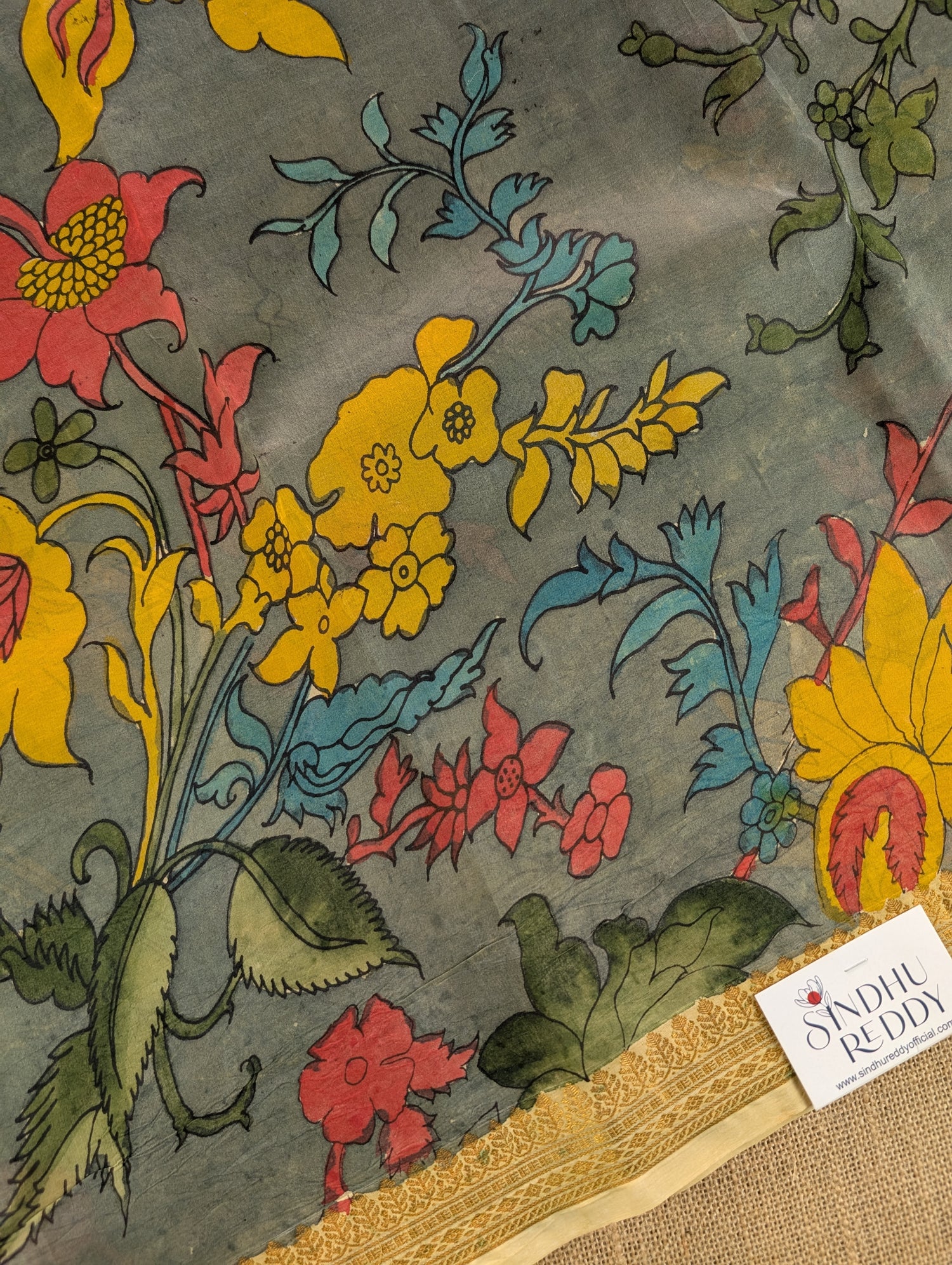 Organza X Pen Kalamkari - Dark Grey