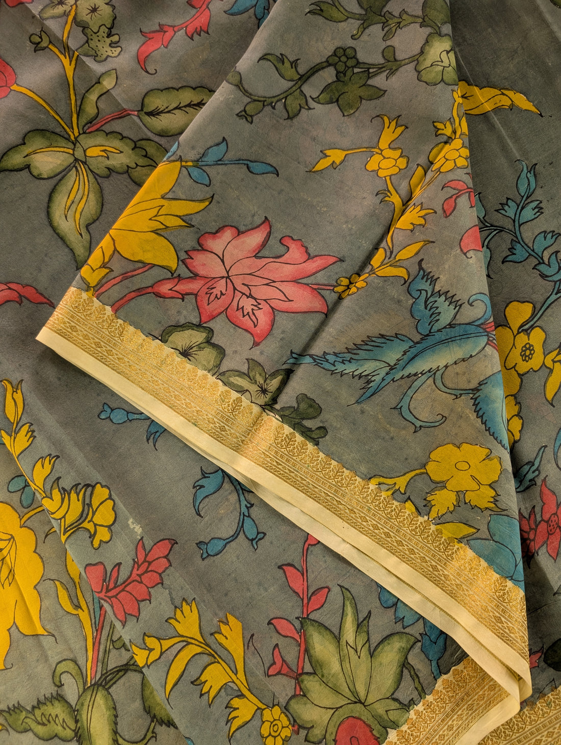 Organza X Pen Kalamkari - Dark Grey