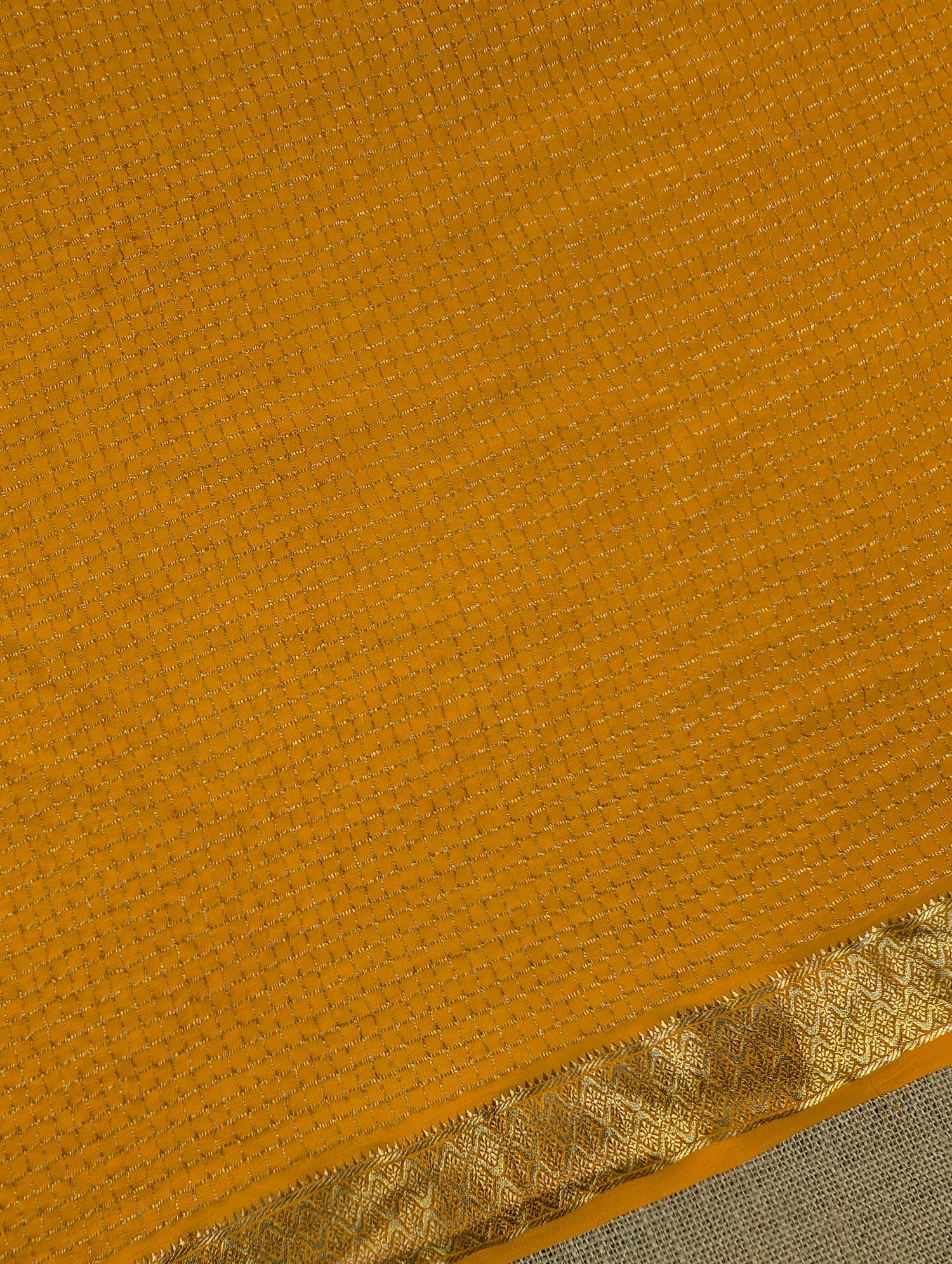 Pure Mysore Silk Crepe X Bandhani - Marigold Yellow