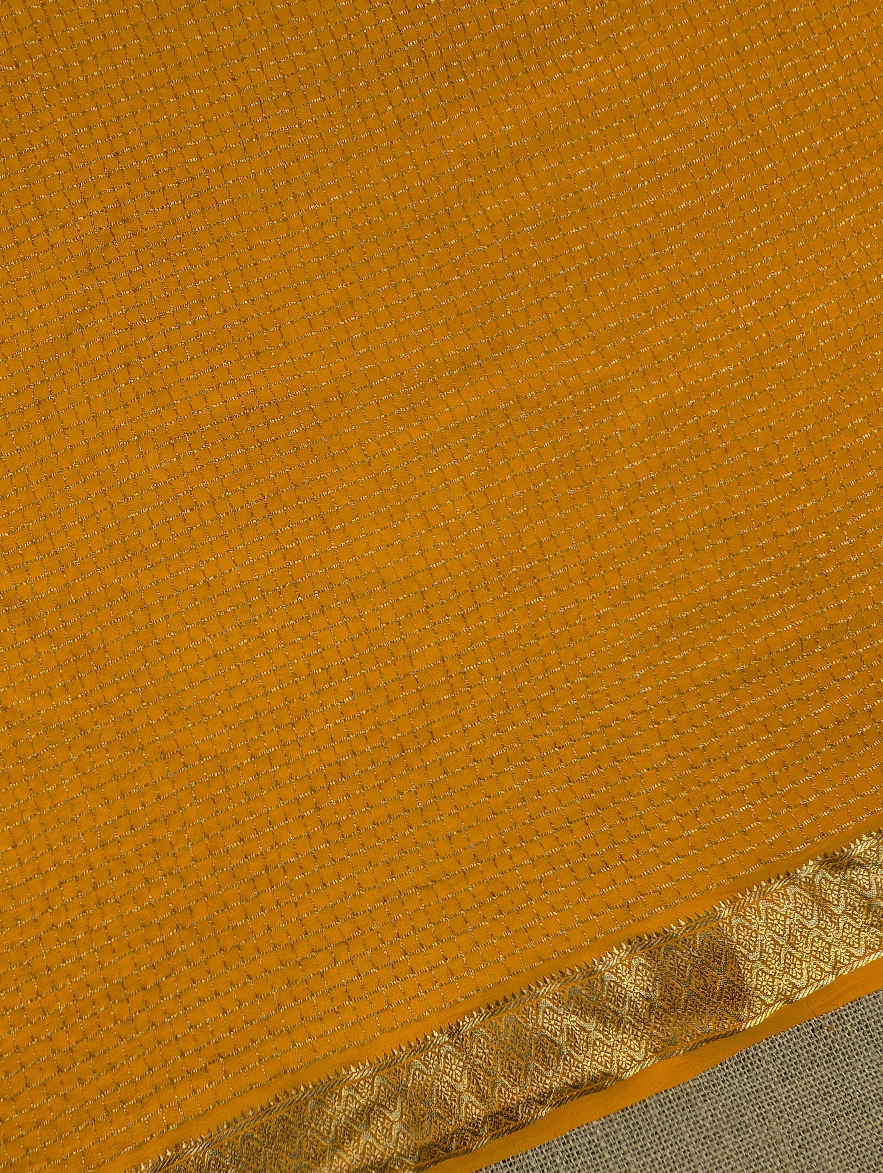 Pure Mysore Silk Crepe X Bandhani - Marigold Yellow