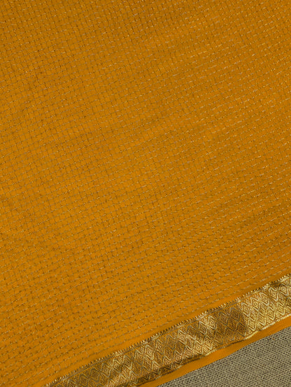 Pure Mysore Silk Crepe X Bandhani - Marigold Yellow