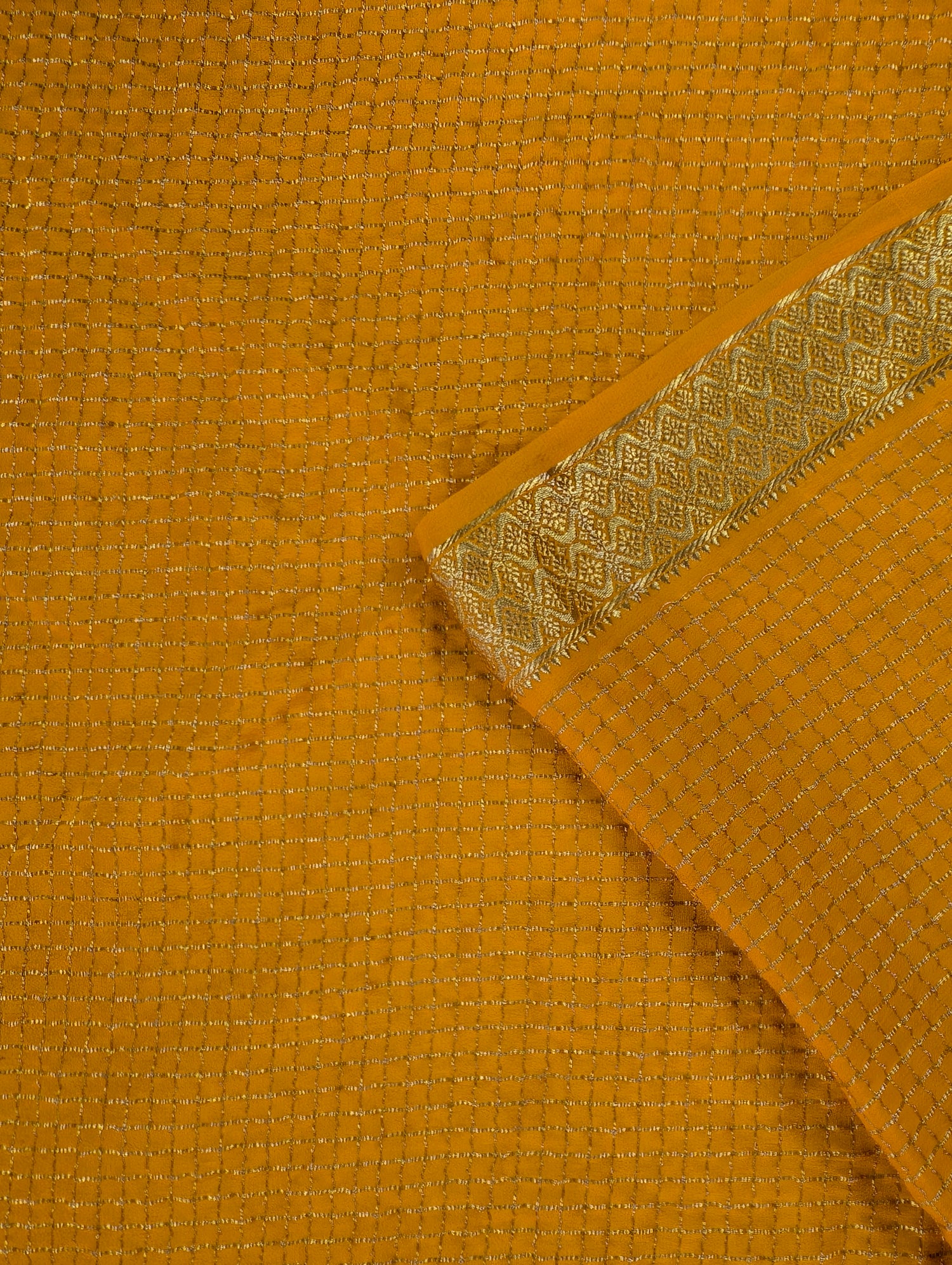 Pure Mysore Silk Crepe X Bandhani - Marigold Yellow