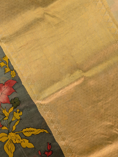 Organza X Pen Kalamkari - Dark Grey