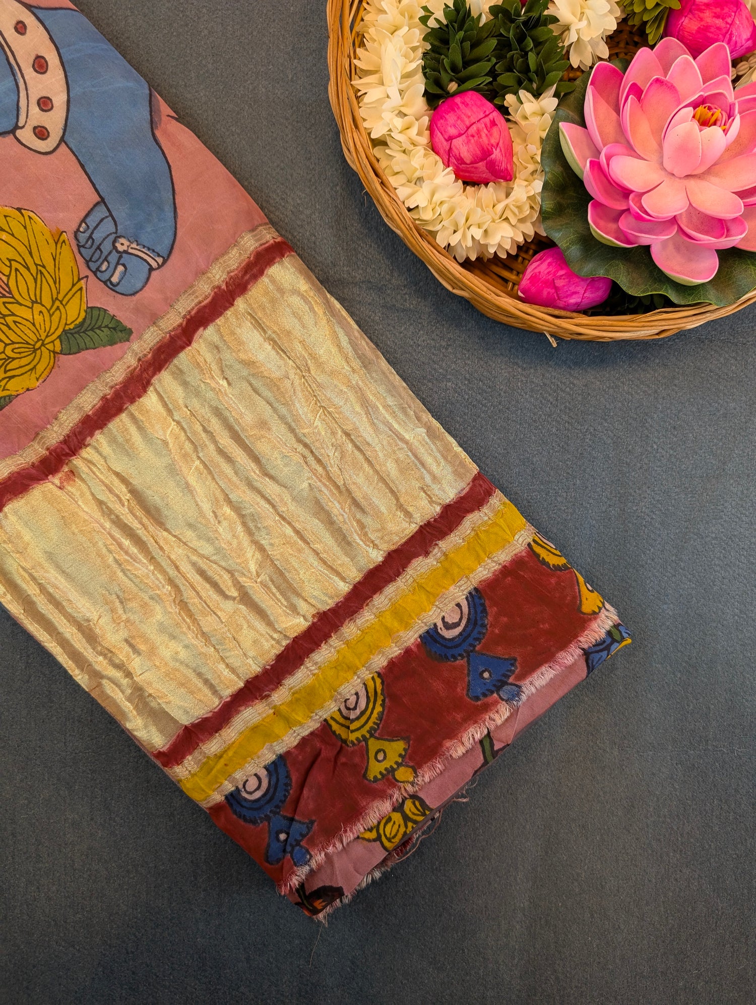 Pure Modal silk X Pen Kalamkari - Dusty Mauve