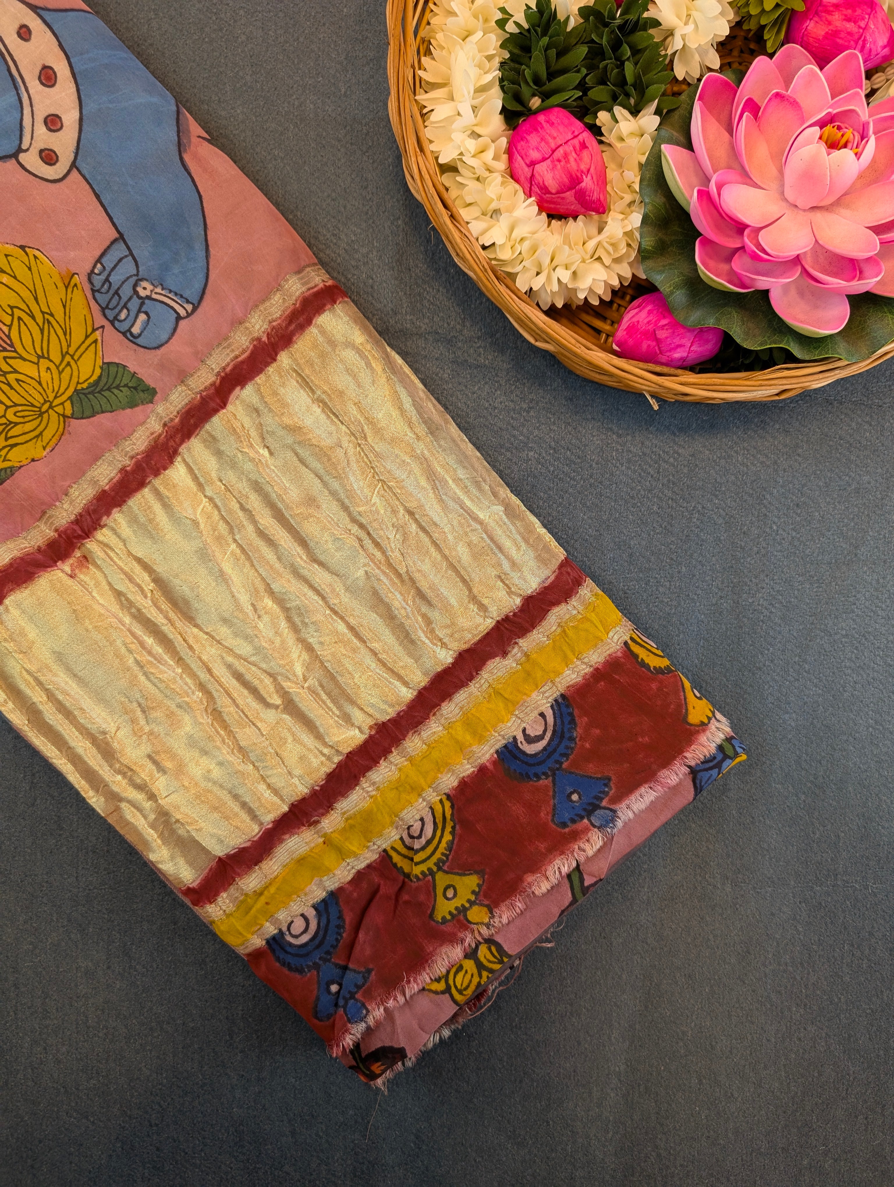 Pure Modal silk X Pen Kalamkari - Dusty Mauve