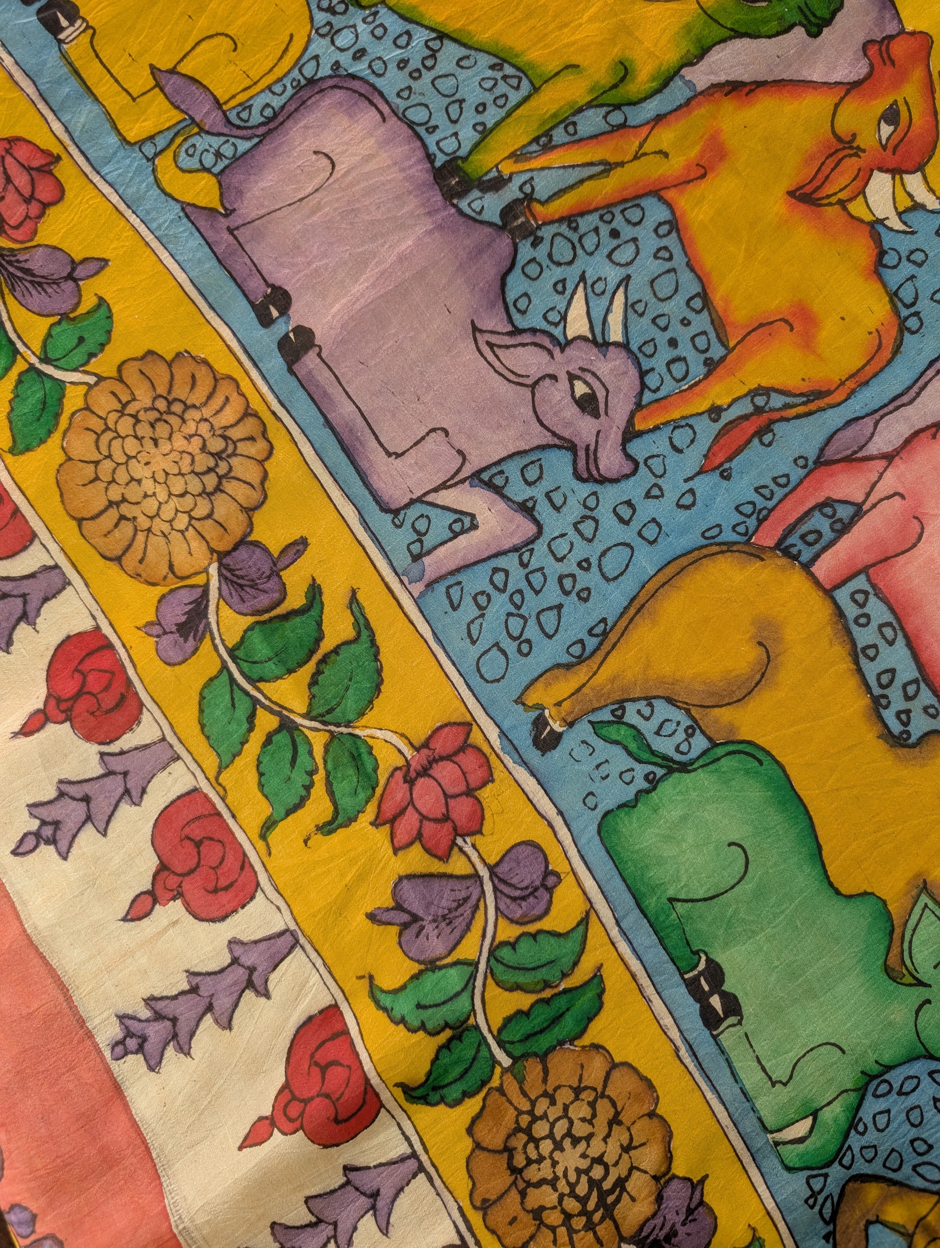 Organza X Pen Kalamkari - Reddish Orange