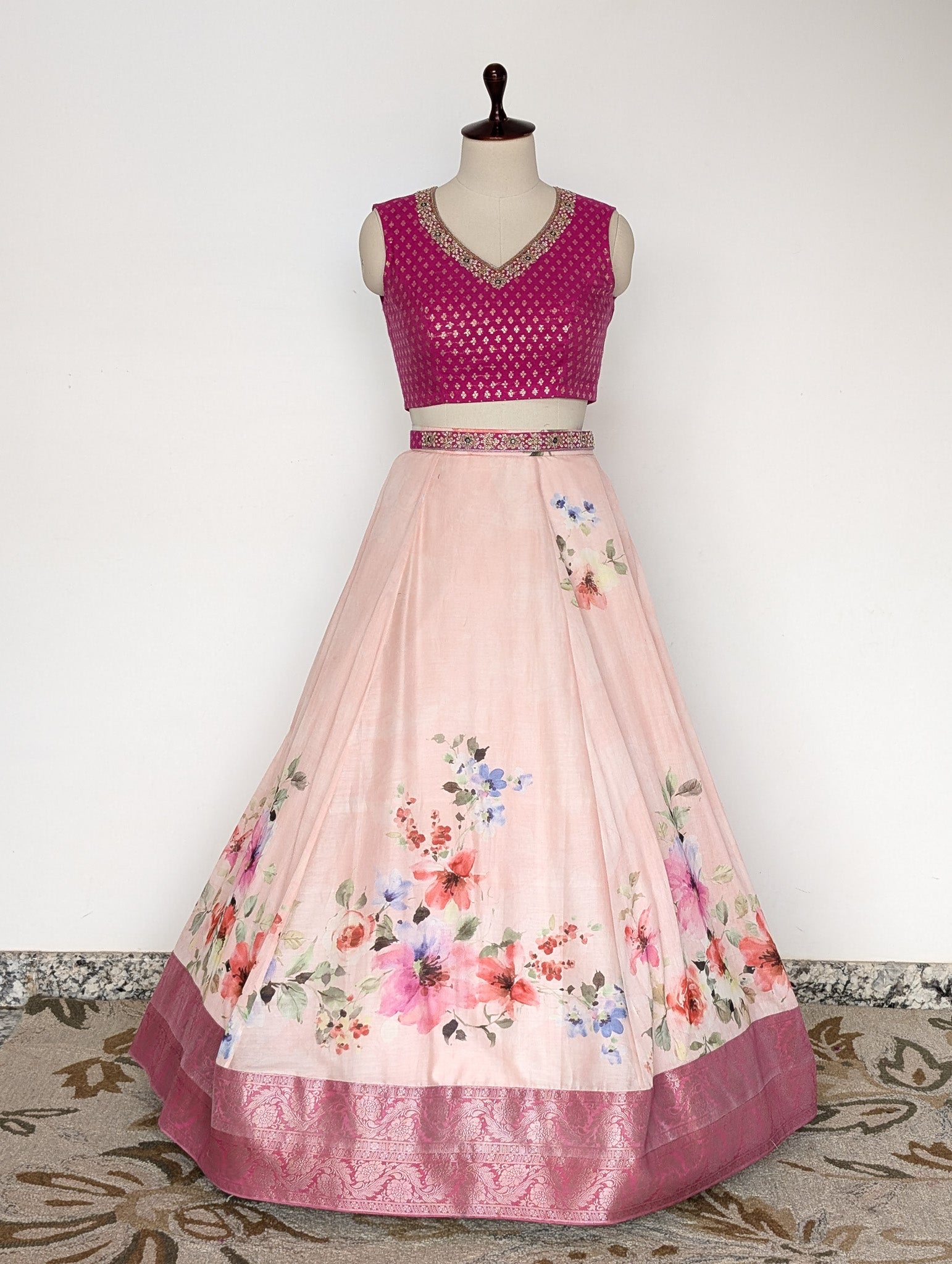 Blush Pink Floral Lehenga set