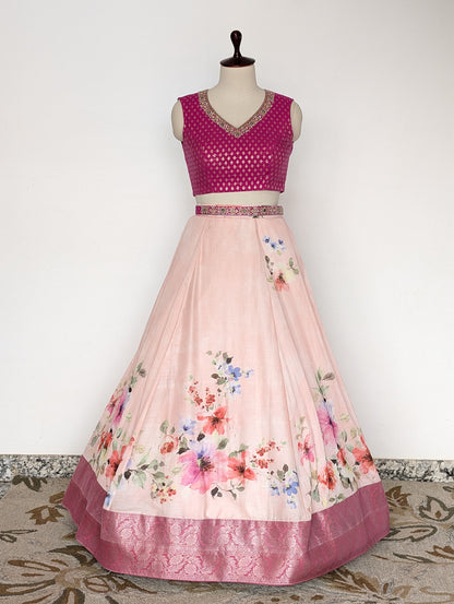 Blush Pink Floral Lehenga set
