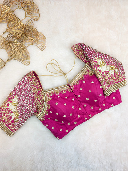Heavy Hand Embroidered Pink Blouse