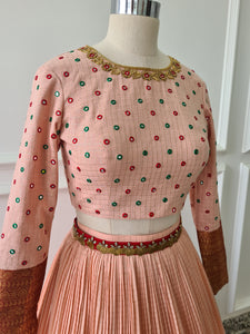 Peach Crop Top & Skirt