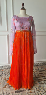 Load image into Gallery viewer, Sale1043 - Orange &amp; Lavender Dress
