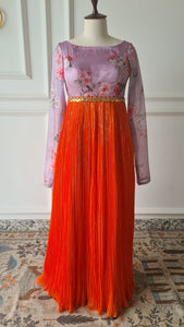 Sale1043 - Orange & Lavender Dress