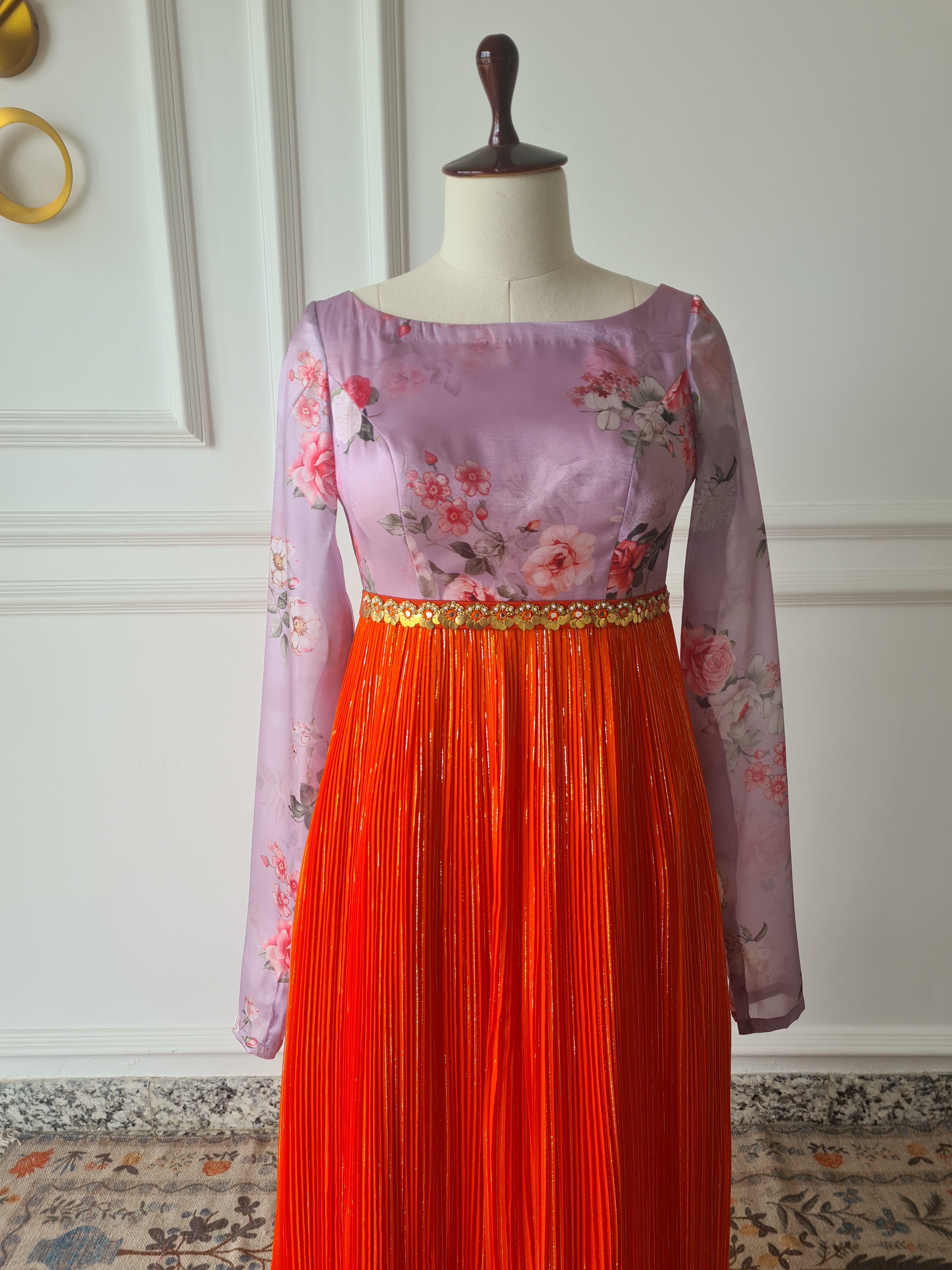 Sale1043 - Orange & Lavender Dress