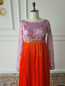 Sale1043 - Orange & Lavender Dress