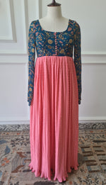 Load image into Gallery viewer, Sale1042 - Blue &amp; Baby Pink Floral Dress
