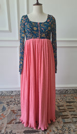 Load image into Gallery viewer, Sale1042 - Blue &amp; Baby Pink Floral Dress
