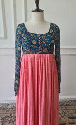 Load image into Gallery viewer, Sale1042 - Blue &amp; Baby Pink Floral Dress
