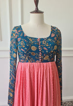 Load image into Gallery viewer, Sale1042 - Blue &amp; Baby Pink Floral Dress
