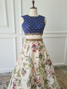 Sale1049 - Floral Crop Top Skirt