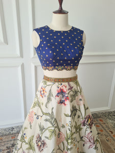 Sale1049 - Floral Crop Top Skirt