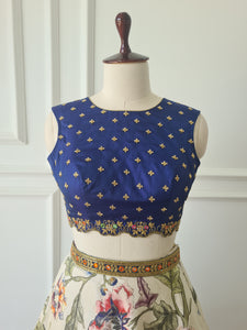 Sale1049 - Floral Crop Top Skirt