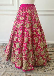 Sale1050 - Pink Heavy Hand Embroidered Skirt