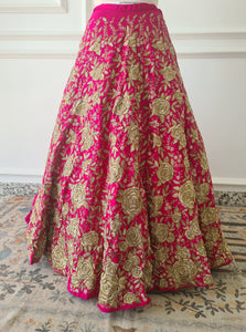 Sale1050 - Pink Heavy Hand Embroidered Skirt