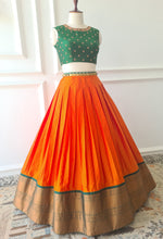 Load image into Gallery viewer, Orange &amp; Green Crop Top Skirt
