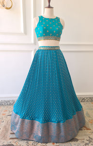 Sea Blue Crop Top Skirt