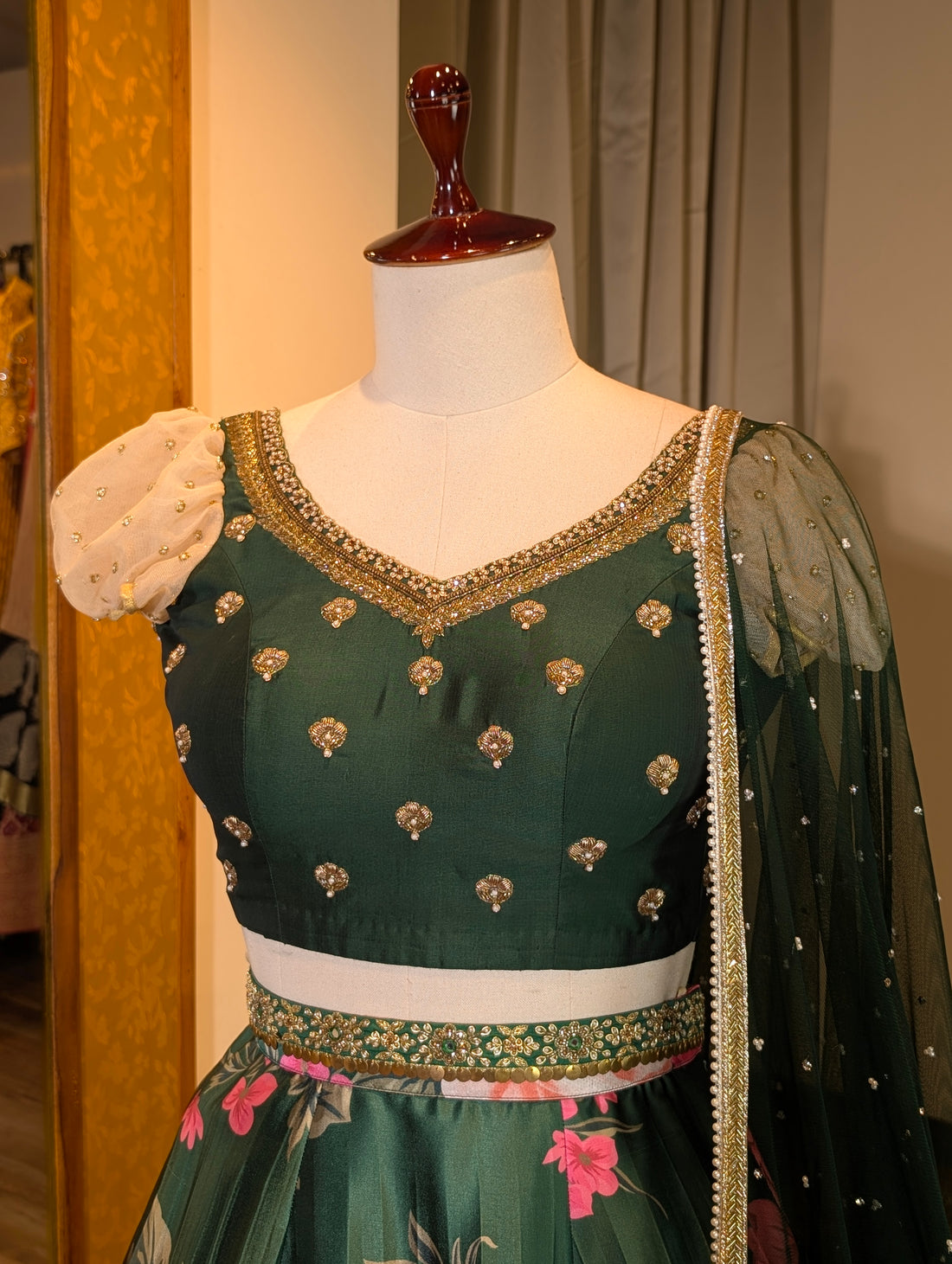 Enchanted Green Floral Lehenga