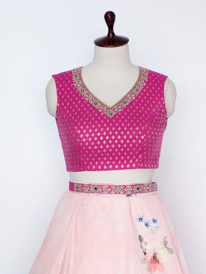 Blush Pink Floral Lehenga set