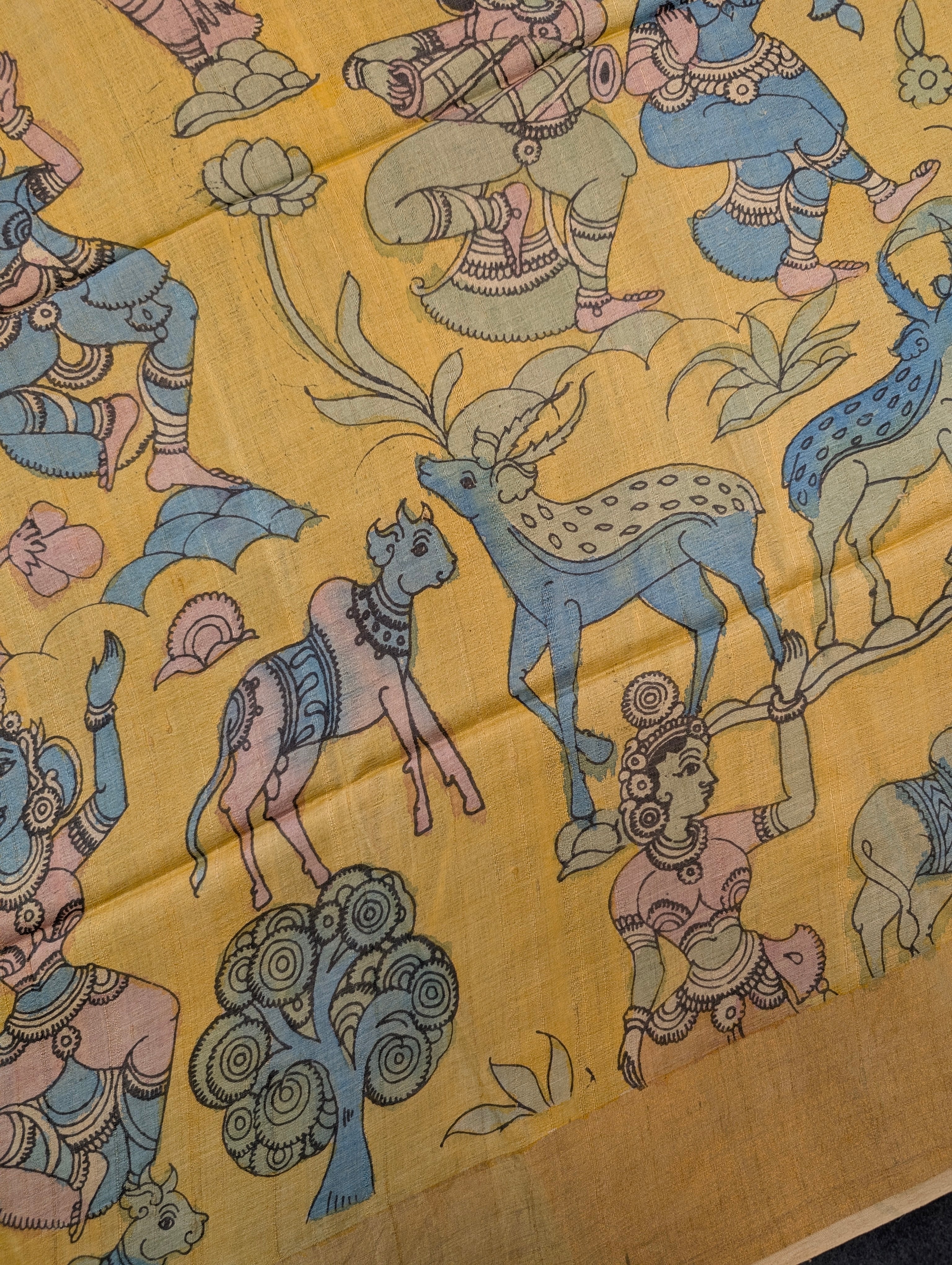 Pen Kalamkari X Pure Tussar - Antique Gold