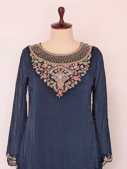Navy Blue Embroidered Salwar
