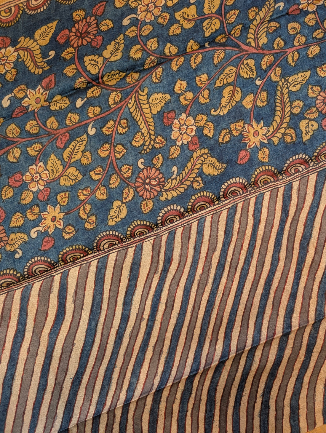 Pure tussar silk X Pen Kalamkari - Dashavataram Depiction