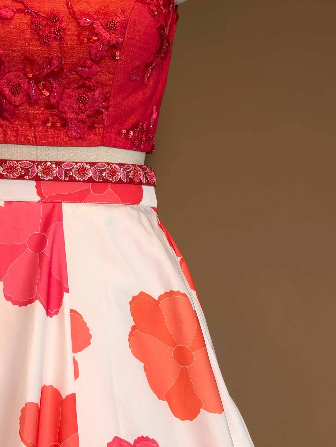 Vibrant Pink &amp; White Floral Lehenga with Embroidered Blouse