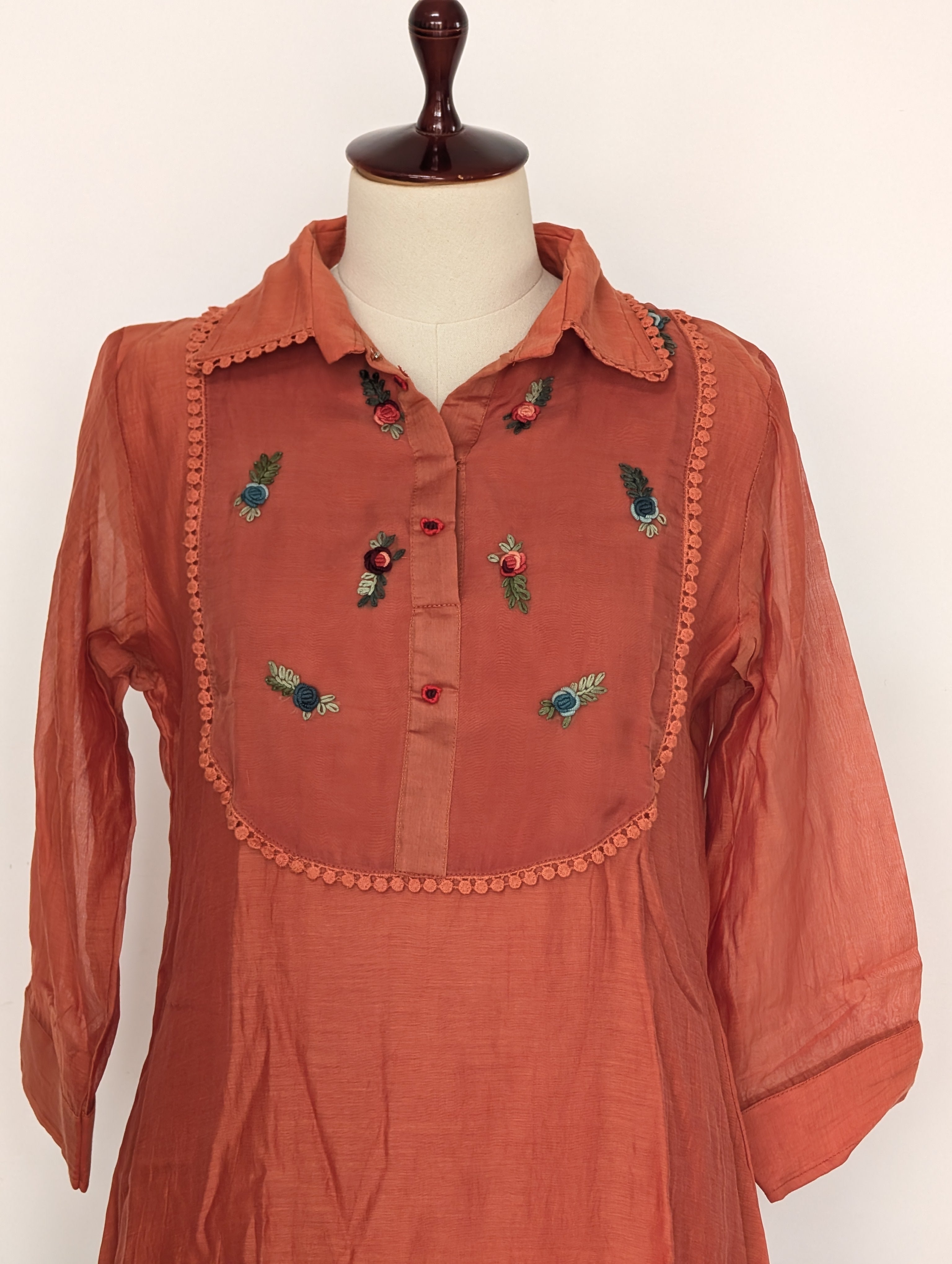 Peach Embroidered Kurta Set