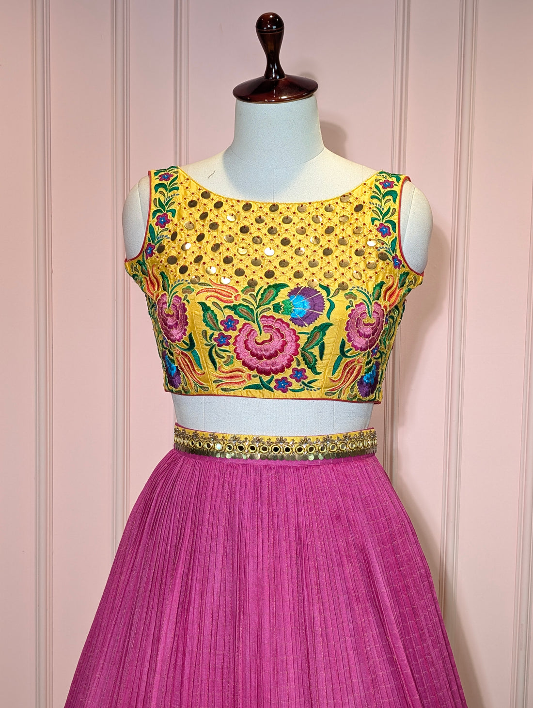 Pure Moonga Silk Skirt With Heavy Hand Embroidered Blouse