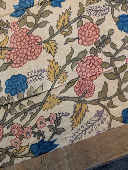 Pen Kalamkari X Pure Tussar - Soft Beige