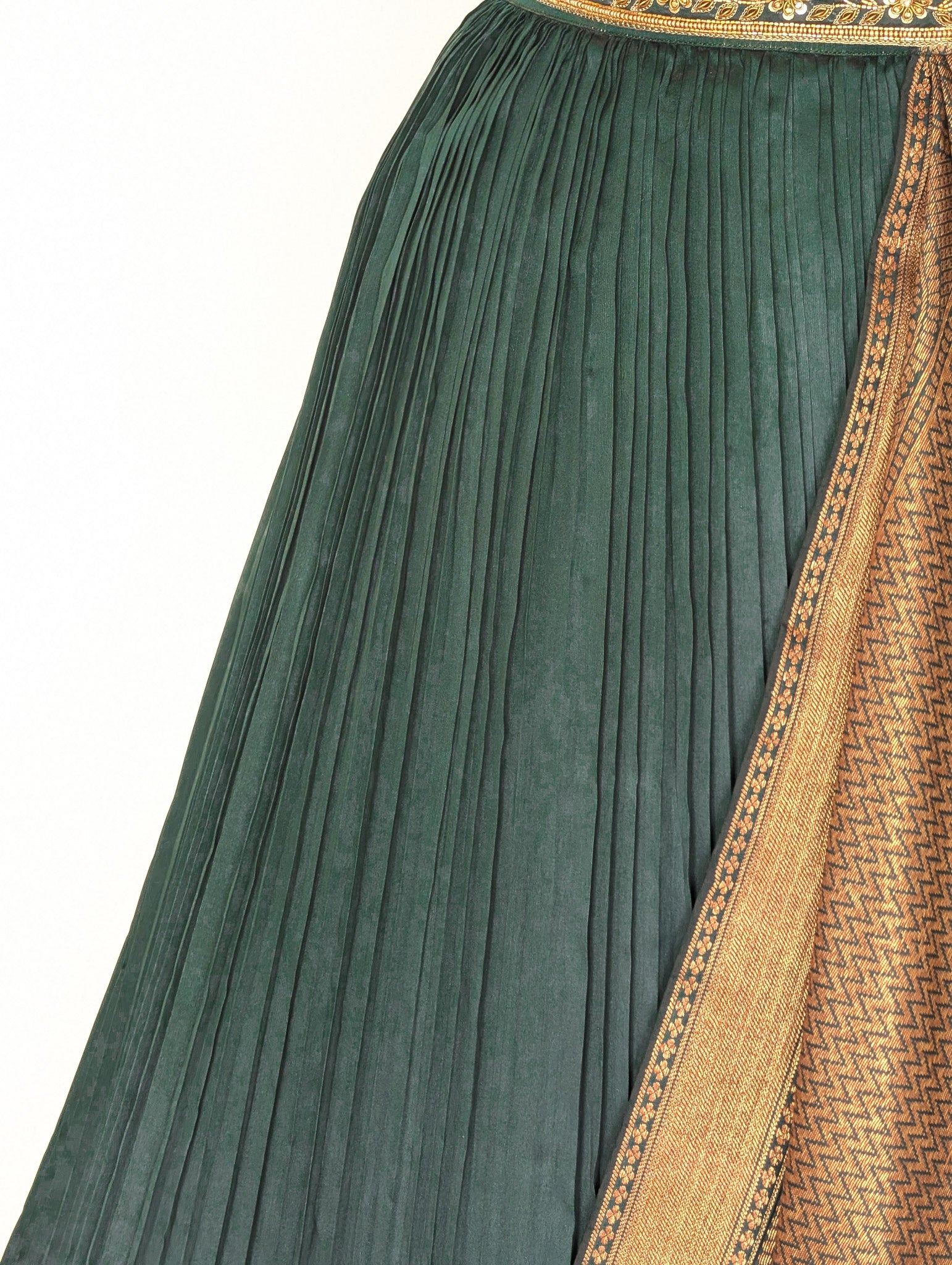 Teal Green Pre Draped Lehanga Set