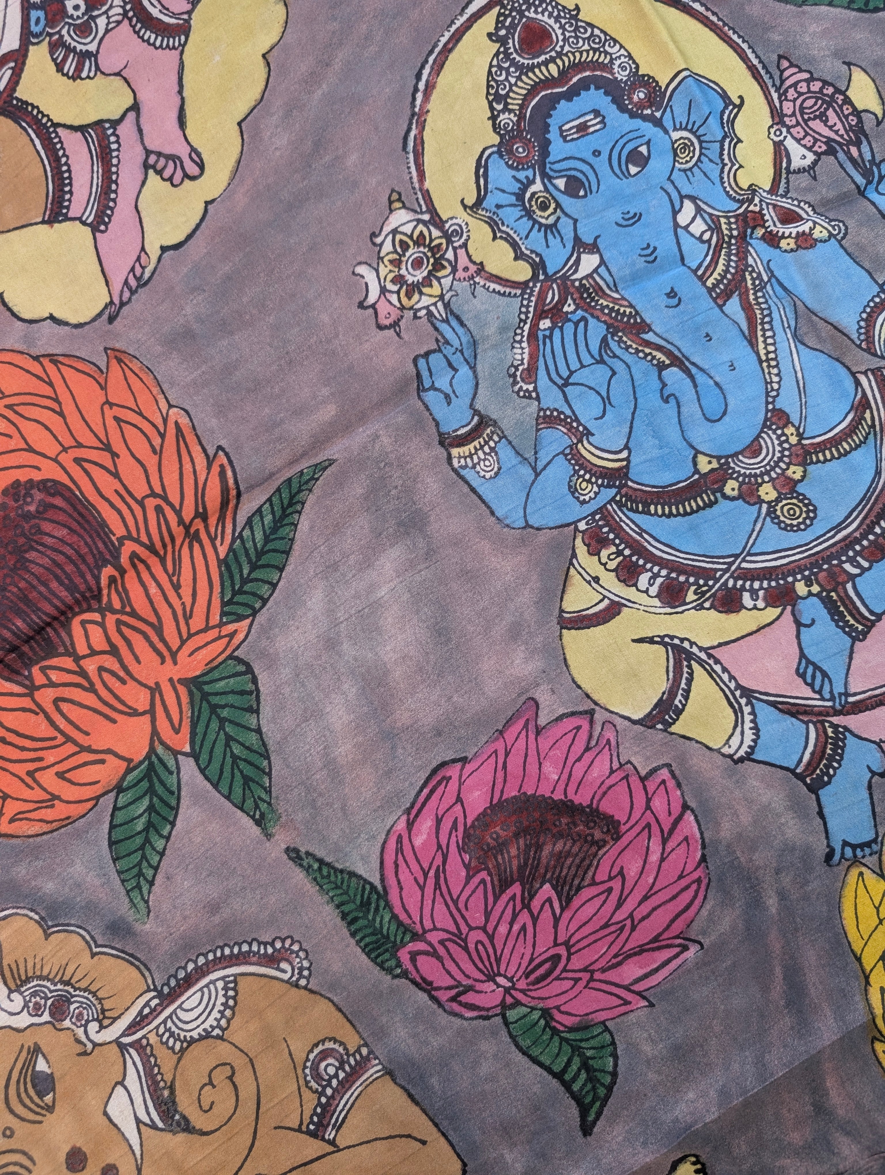 Pure Modal silk X Pen Kalamkari - Dusty Mauve