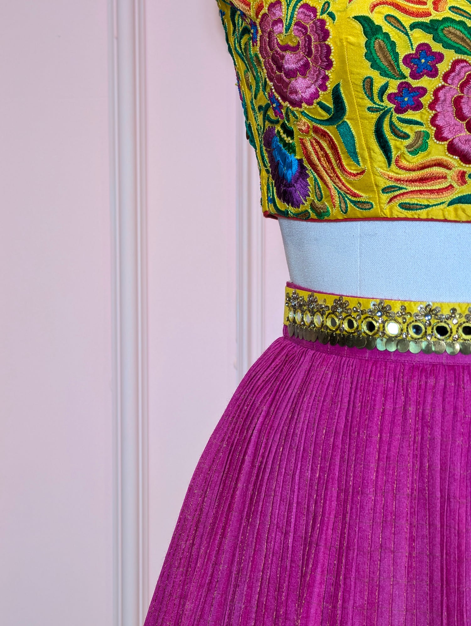 Pure Moonga Silk Skirt With Heavy Hand Embroidered Blouse