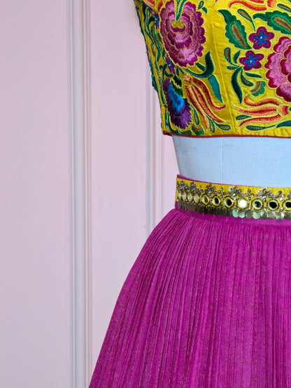 Pure Moonga Silk Skirt With Heavy Hand Embroidered Blouse