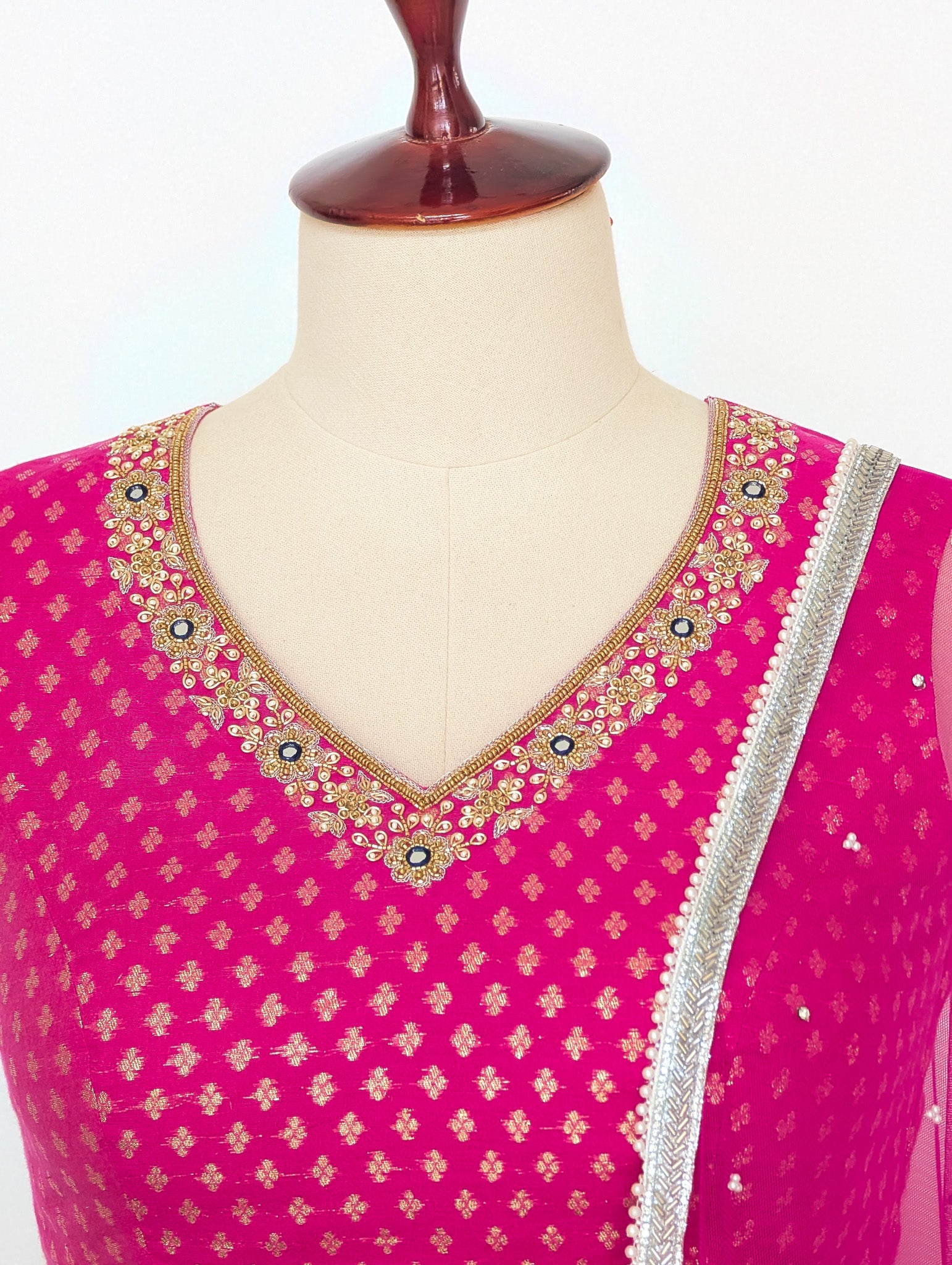 Pink &amp; Navy Blue Lehenga Set