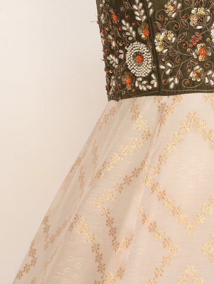 Ivory Olive Anarkali