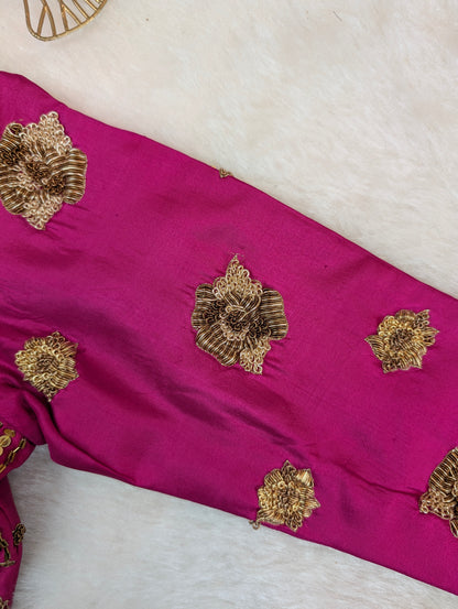 Magenta Heavy Embroidered Full Sleeve Blouse