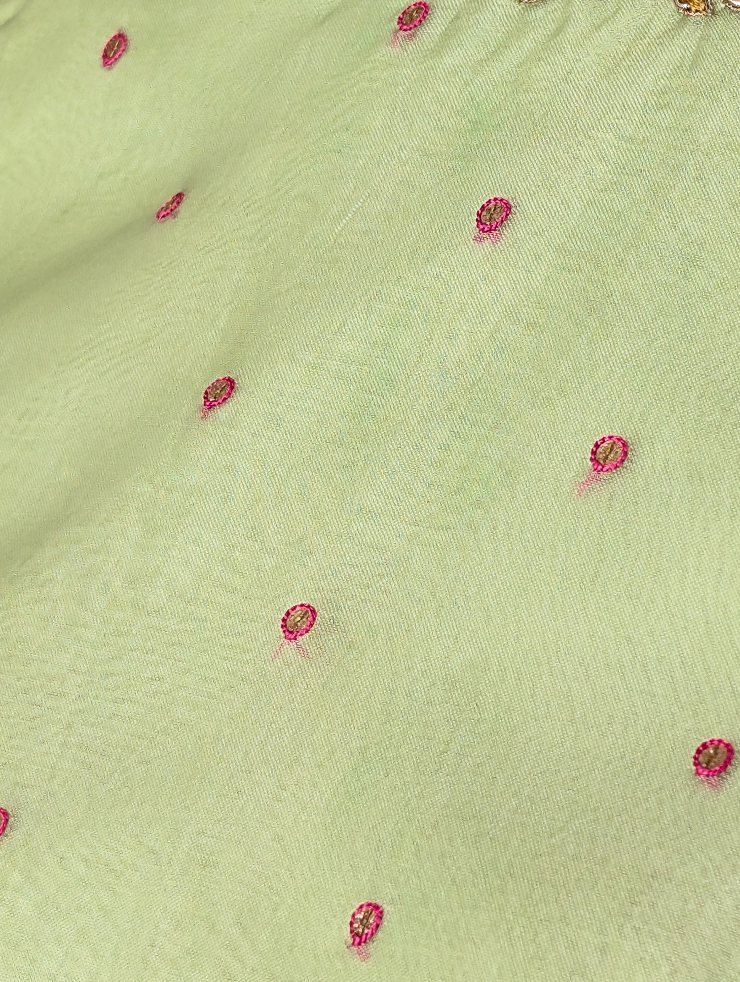 Pink Floral Skirt w/t Pastel Green Blouse